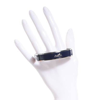 Hermes Enamel Printed Caleche Medium Bracelet 70 Navy Bleu 2 of 6