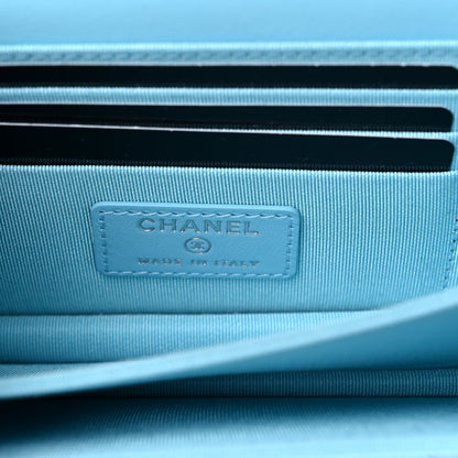 Chanel Lambskin Quilted Mini Wallet On Chain WOC Light Blue 6 of 14