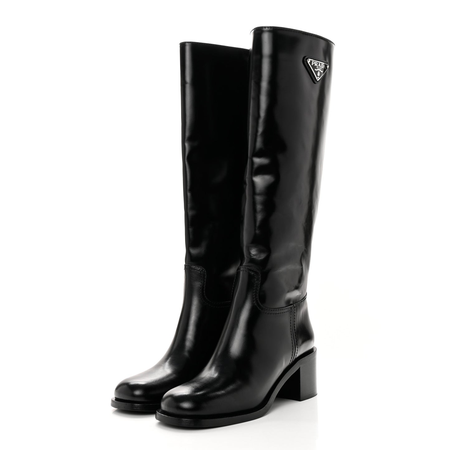 Spazzolato Metal Triangle Logo 55mm Riding Boots 37 Black