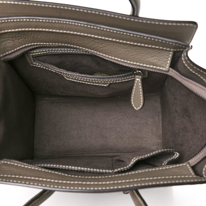 Celine Drummed Calfskin Micro Luggage Souris 4 of 13