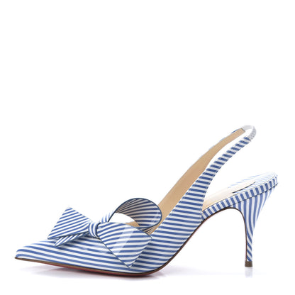 Christian Louboutin Patent Stripes Clare Nodo 80 Pumps 35 Jeans White 1 of 8