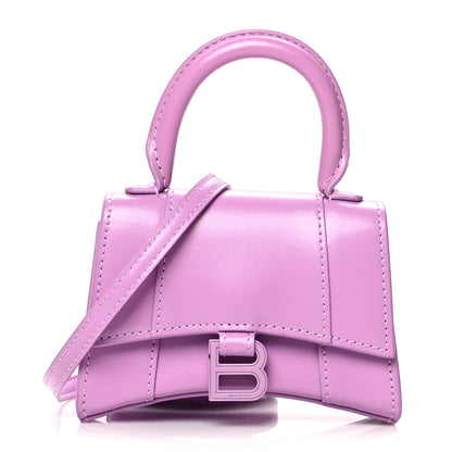 Balenciaga Shiny Box Calfskin Tonal B Hourglass Top Handle Bag Mini Lilac 1 of 10