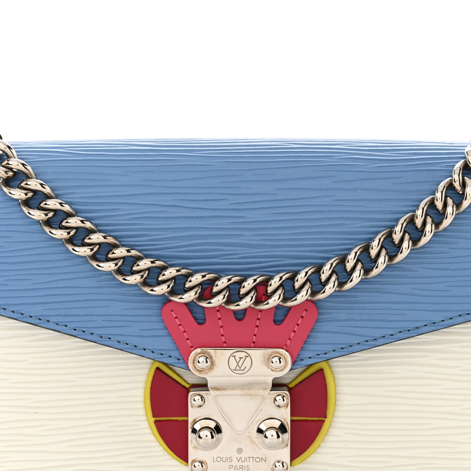 Louis Vuitton Epi Tribal Mask Chain Wallet Blue White 7 of 9