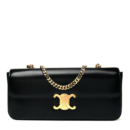 Celine Shiny Calfskin Triomphe Chain Bag Black 1 of 8