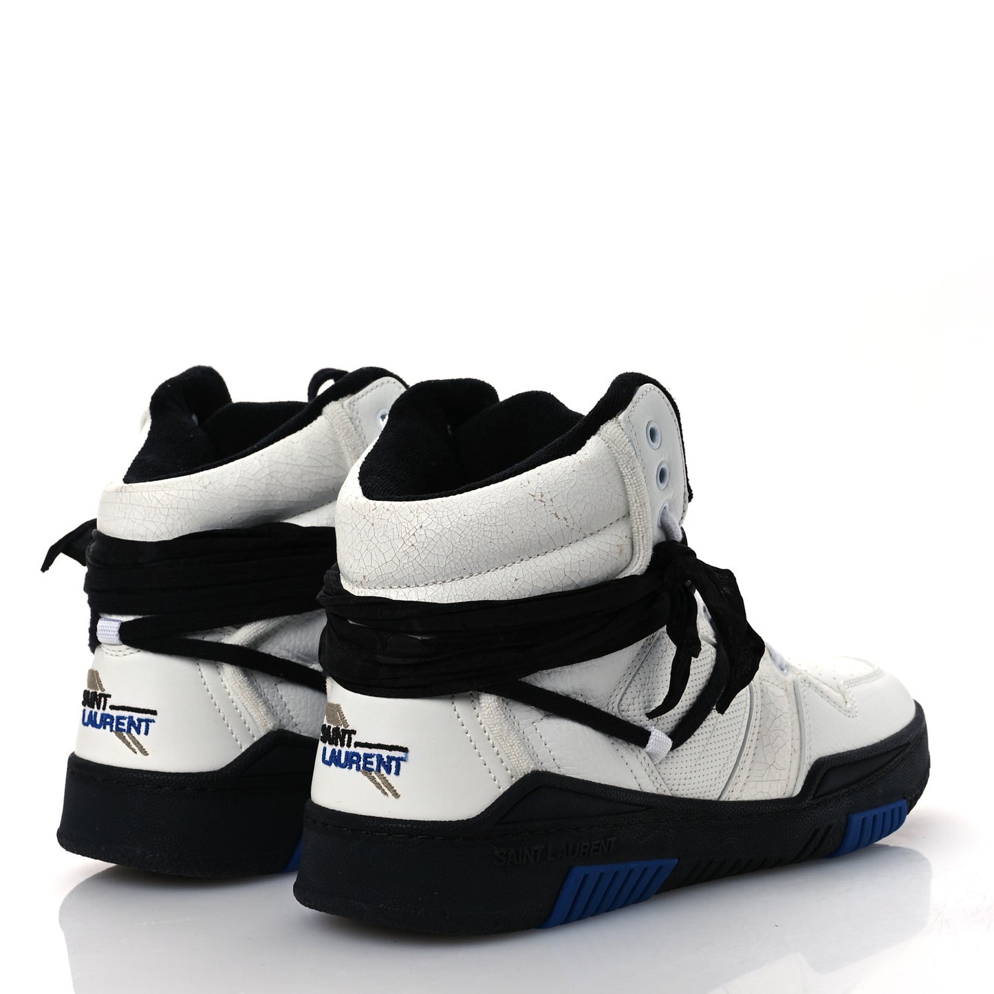 Crackled Calfskin Mens Cure 05 High Top Sneakers 45 White Black