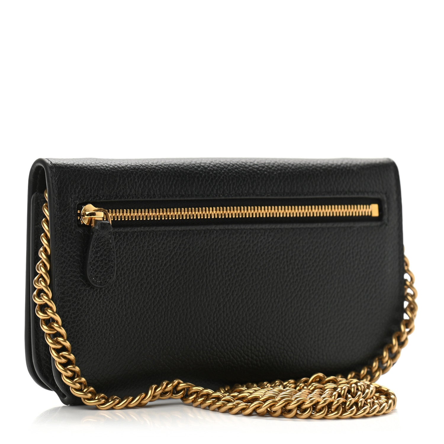 Balenciaga Grained Calfskin Logo Cash Phone Holder Wallet On Chain Black White 3 of 9