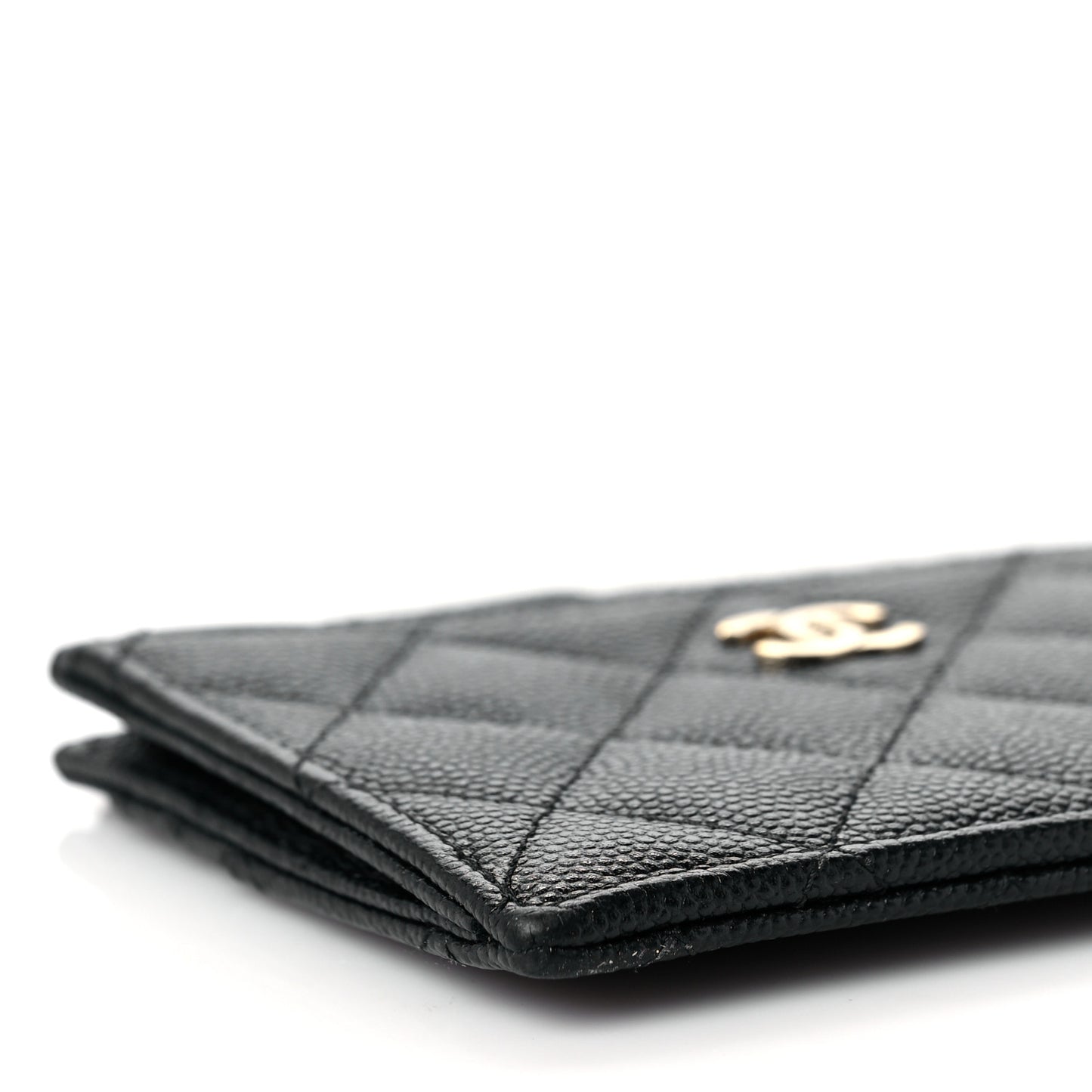 Caviar Quilted CC Zip Card Holder Black