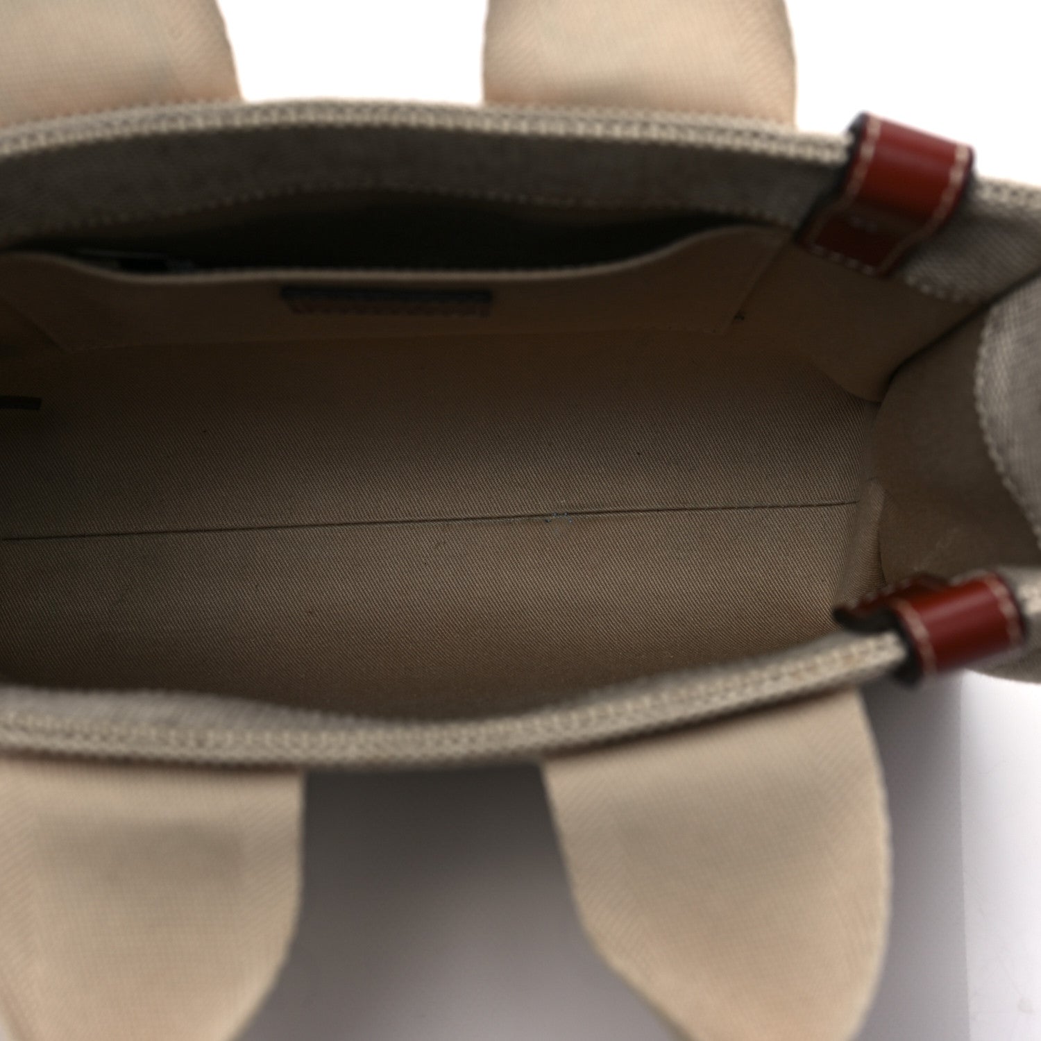 Chloe Cotton Calfskin Small Woody Ribbon Tote White Brown 5 of 8