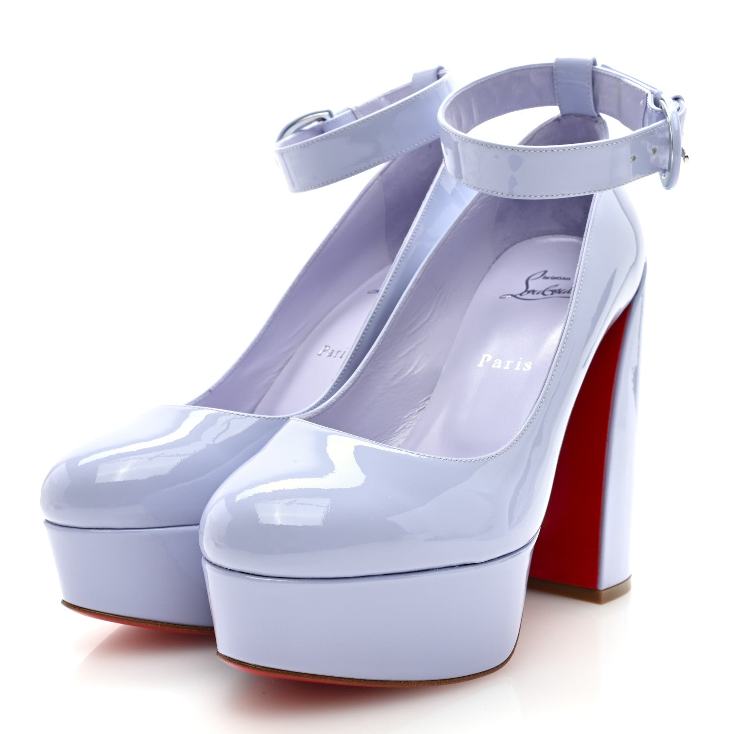 Christian Louboutin Patent Movida Astrap Jane 130 Platform Pumps 38.5 Skylight Lin 3 of 7