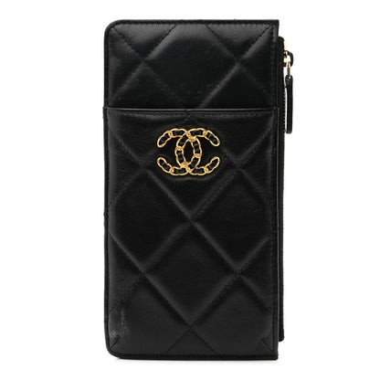 Chanel Lambskin Quilted Chanel 19 Phone and Card Holder Black 1 of 10