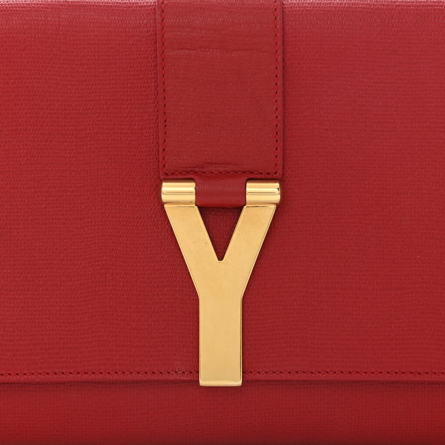 Saint Laurent Textured Calfskin Classic Y Ligne Clutch Red 7 of 10
