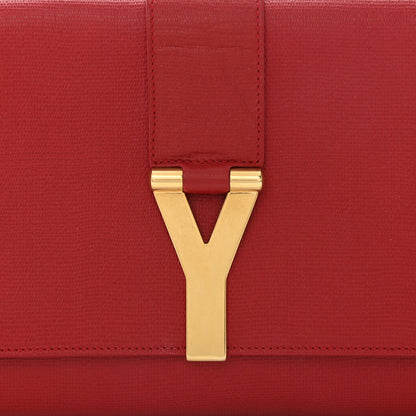 Saint Laurent Textured Calfskin Classic Y Ligne Clutch Red 7 of 10