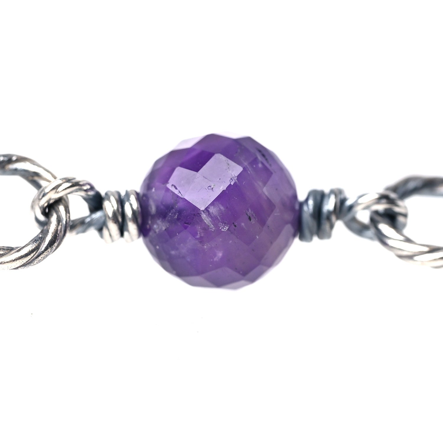 David Yurman Sterling Silver Amethyst Bead Chain Necklace 4 of 4