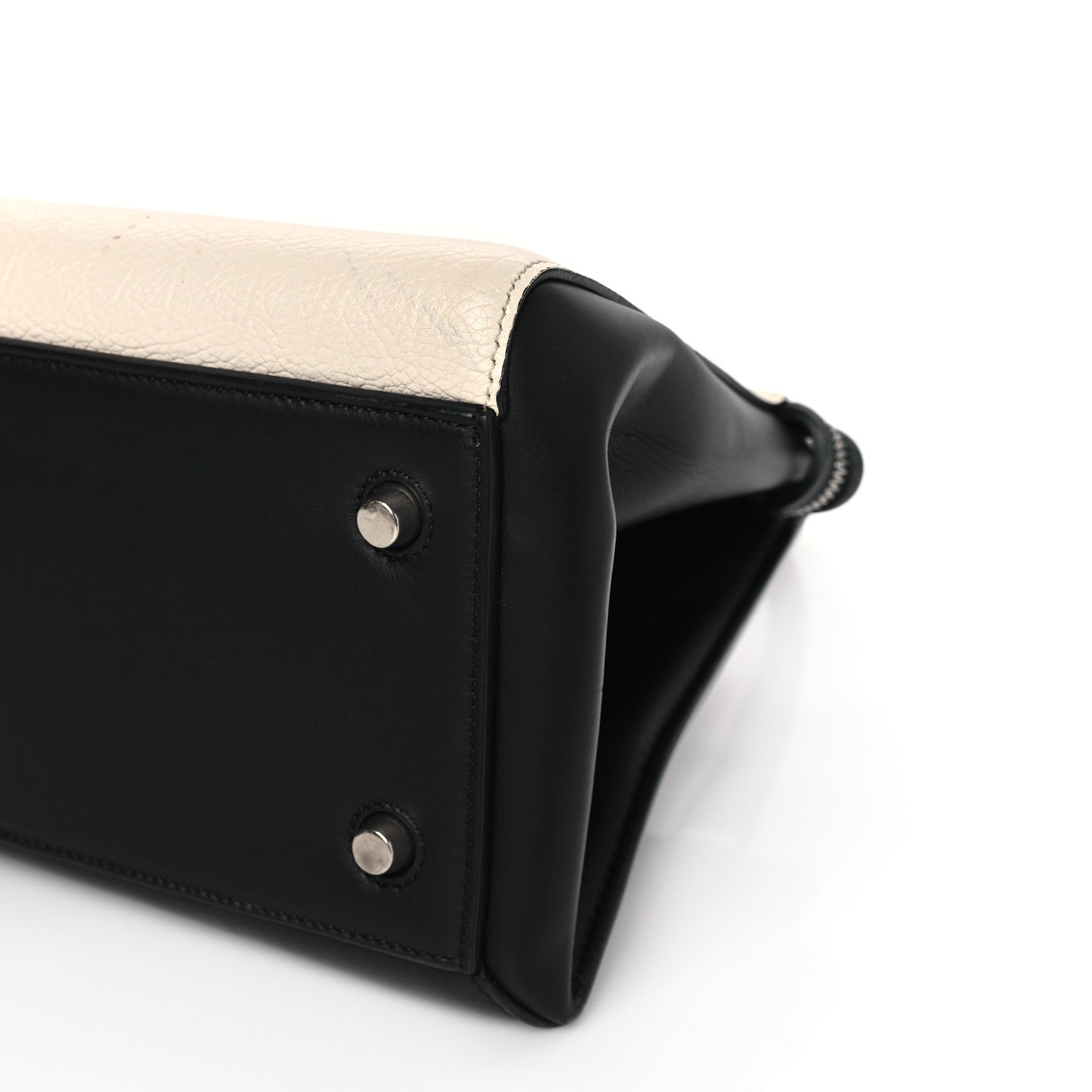 Celine Textured Calfskin Small Bi-Color Edge Shoulder Bag Black Cream 8 of 8