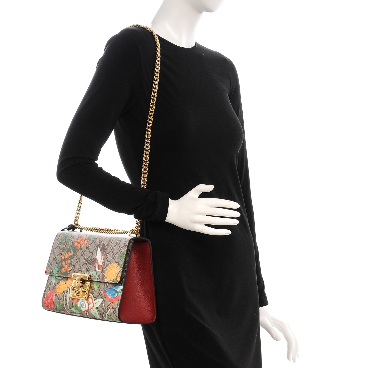 Gucci GG Supreme Monogram Tian Medium Padlock Shoulder Bag Beige Multicolor New Acero 2 of 7