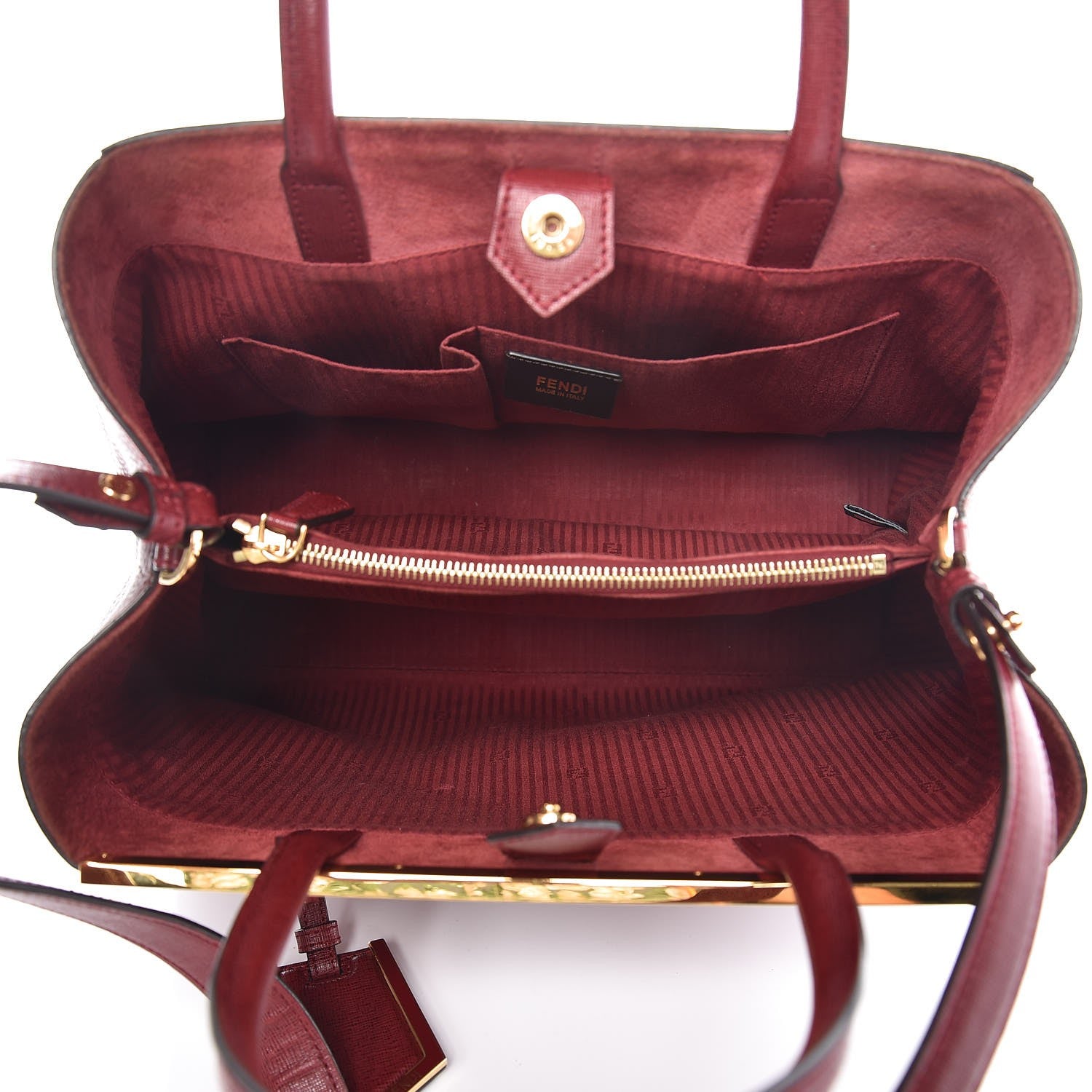 Fendi Vitello Elite Regular 2Jours Tote Rosso Scuro Ciliegia 5 of 11
