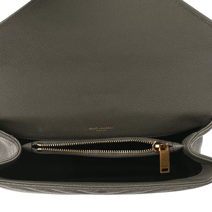 Saint Laurent Sheepskin Matelasse Chevron Monogram Medium College Bag Fog 6 of 8