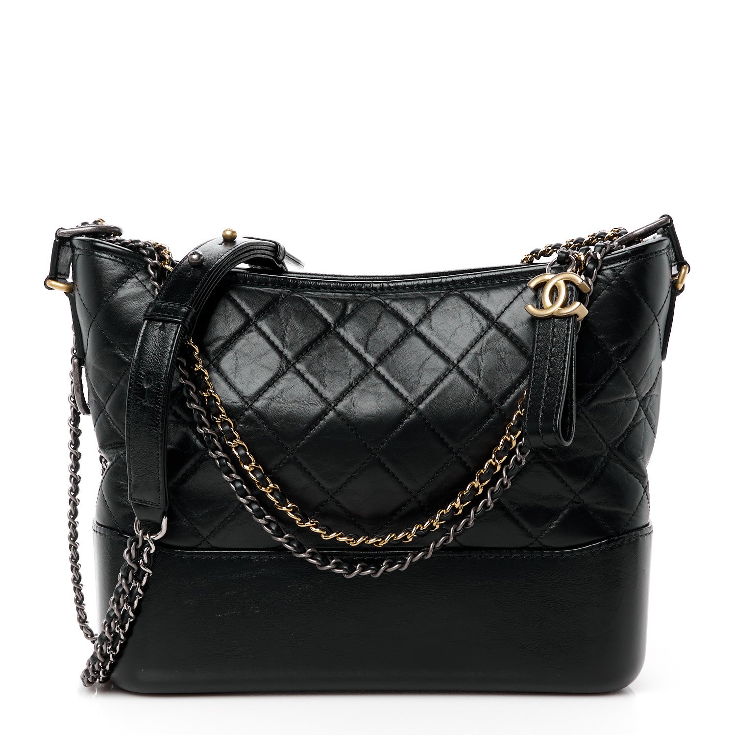 Chanel Aged Calfskin Quilted Medium Gabrielle Hobo Black 1 of 13