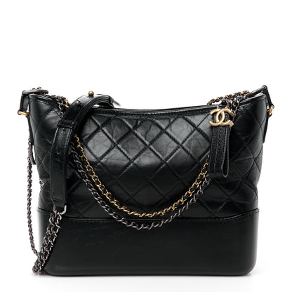 Chanel Aged Calfskin Quilted Medium Gabrielle Hobo Black 1 of 13