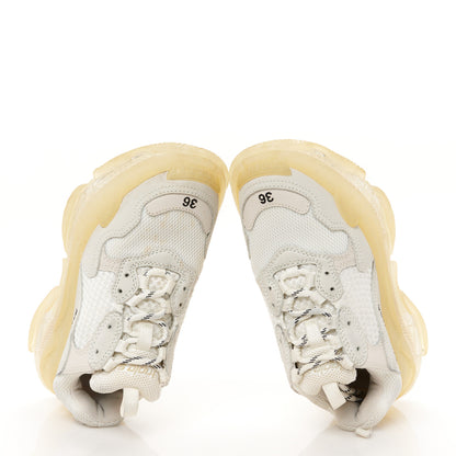 Balenciaga Fabric Mesh Clear Sole Womens Triple S Sneakers 36 White 2 of 9