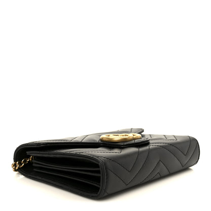 Gucci Calfskin Matelasse GG Marmont Chain Wallet Black 4 of 10