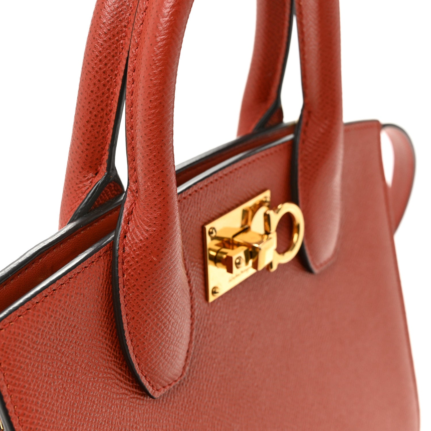 Salvatore Ferragamo Hammered Calfskin Small The Studio Box Bag Brick 10 of 12