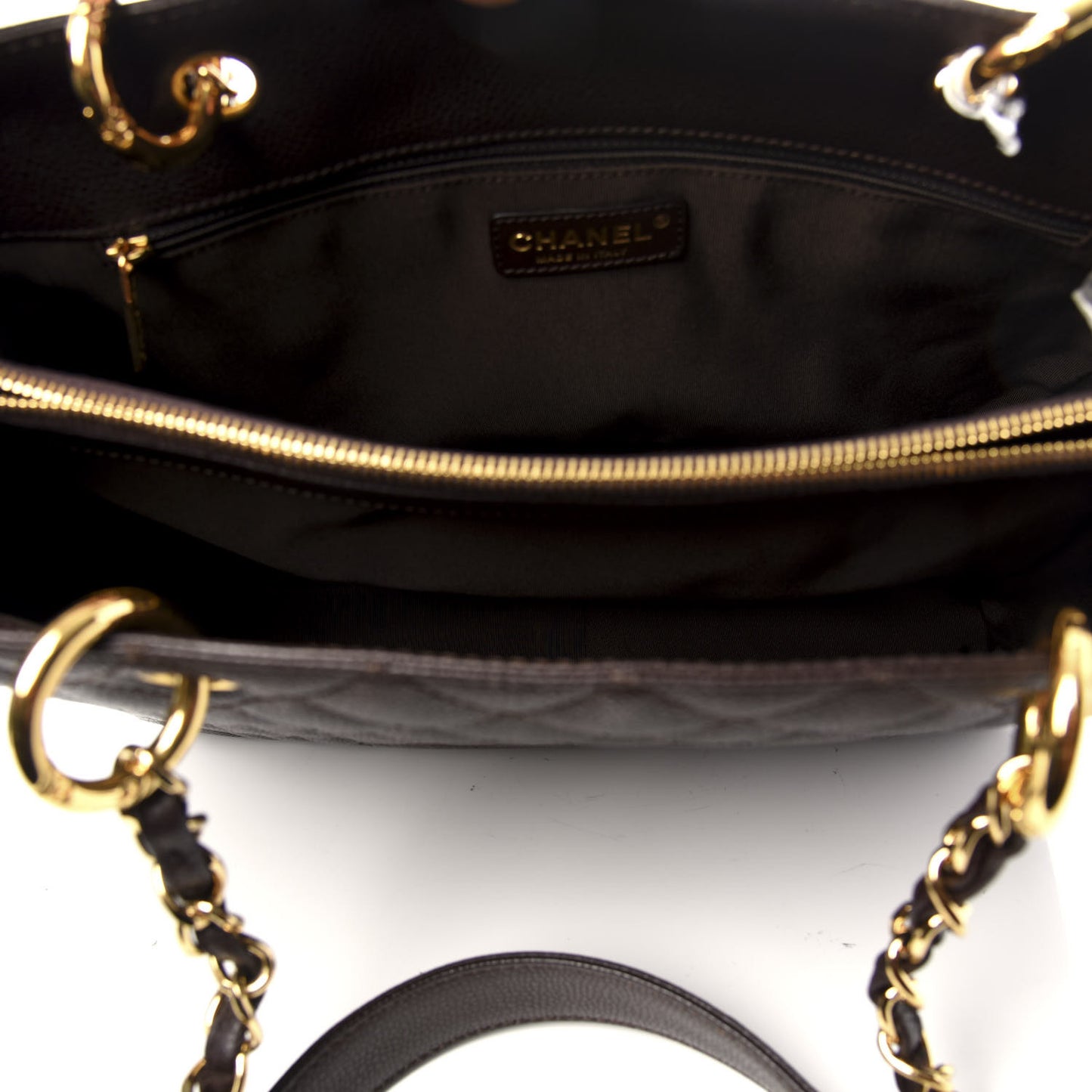 Caviar Quilted Grand Shopping Tote GST Dark Brown