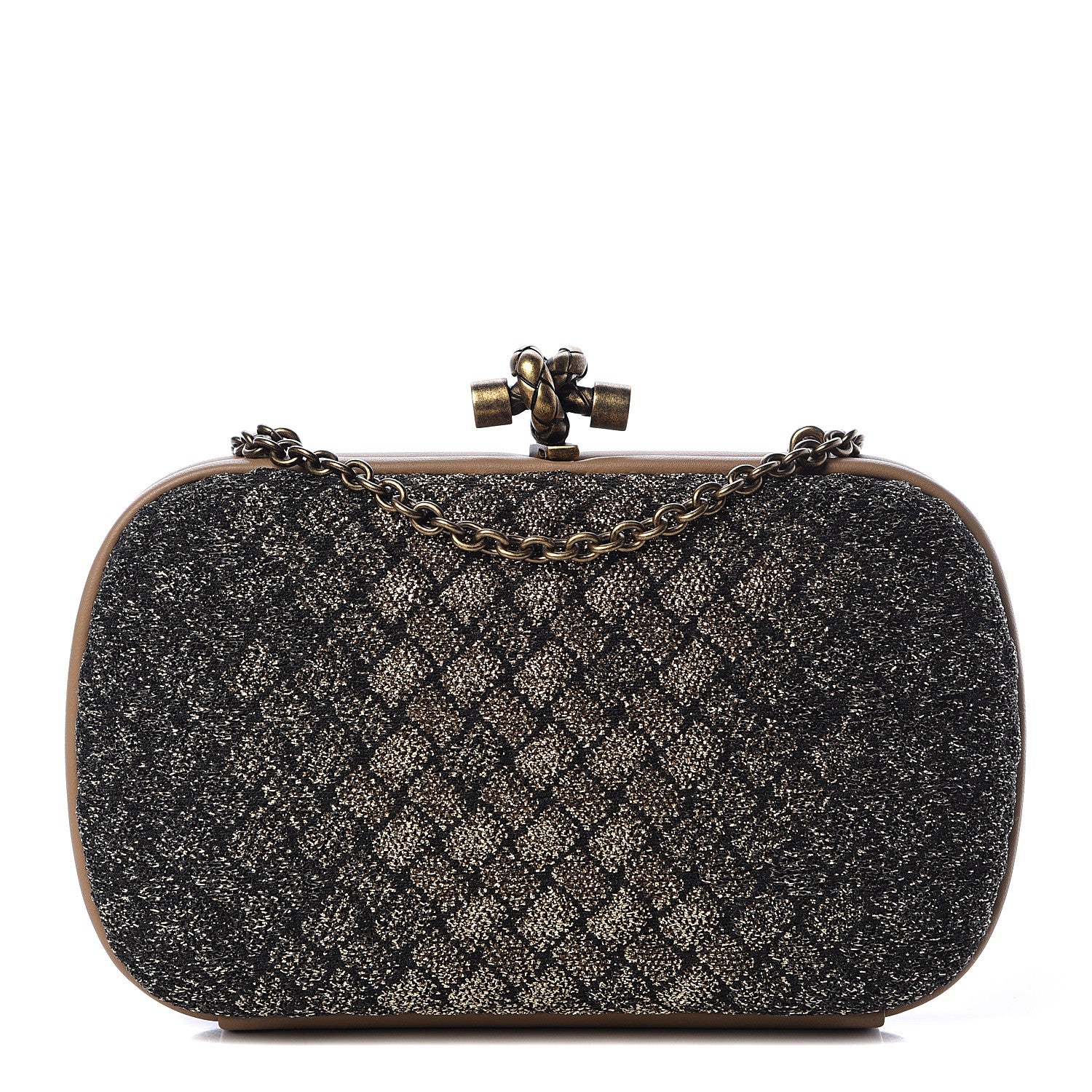 Bottega Veneta Lurex Intrecciato Chain Knot Clutch 1 of 9