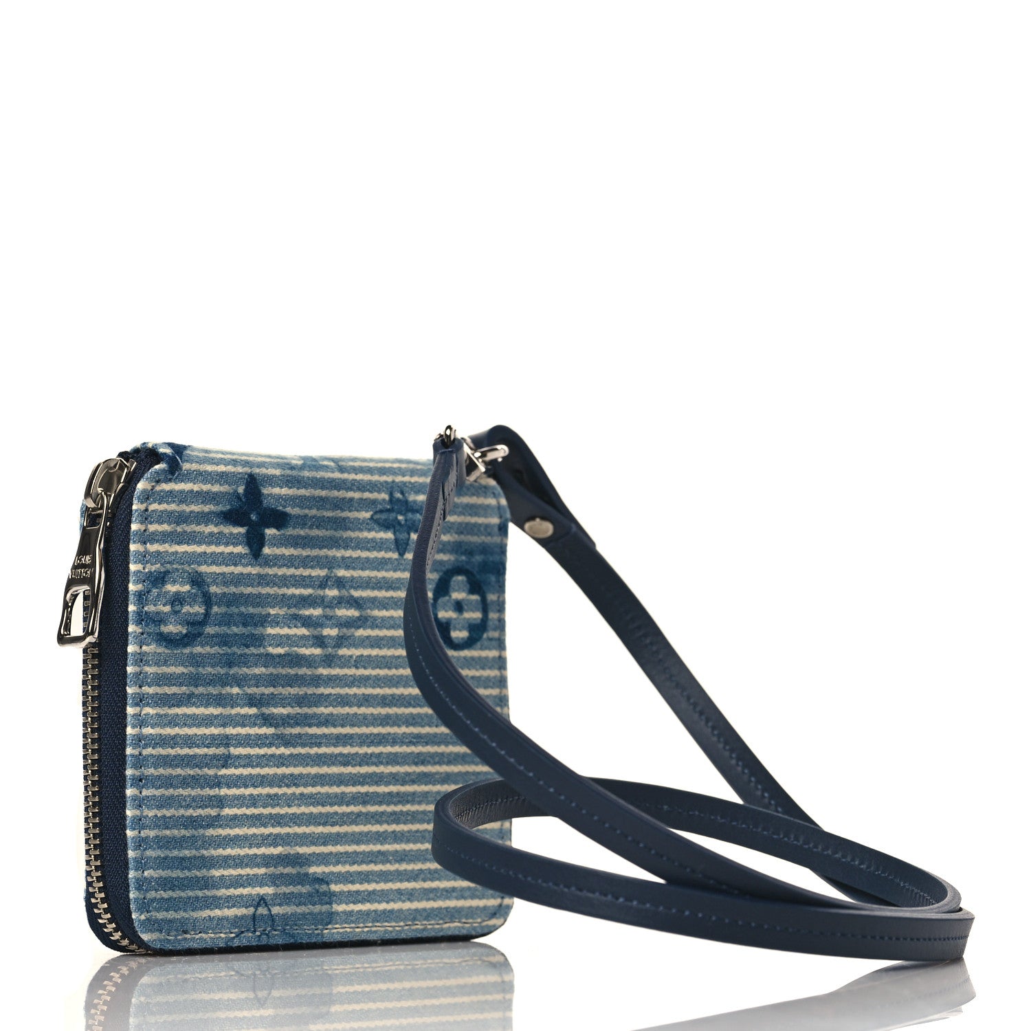 Louis Vuitton Hickory Stripes Denim Monogram Watercolor Wallet On Strap Blue 2 of 8