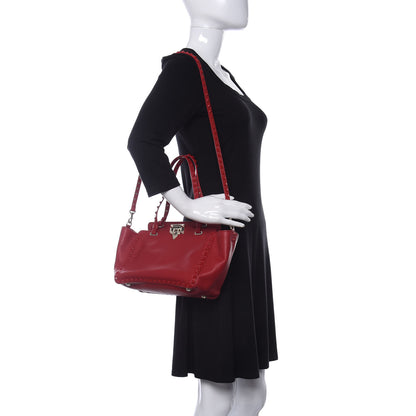 Valentino Garavani Vitello Monochrome Small Rockstud Tote Rosso Valentino 2 of 9