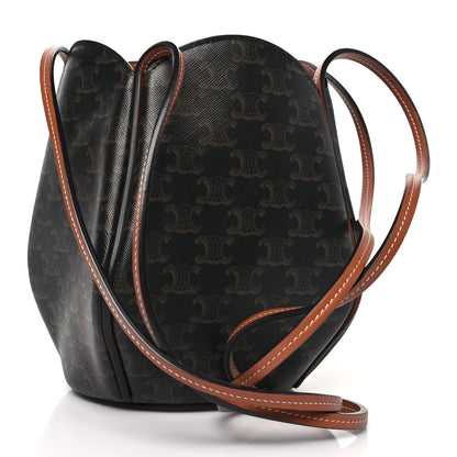 Celine Triomphe Canvas Calfskin Marlou Bucket Bag Tan 3 of 11