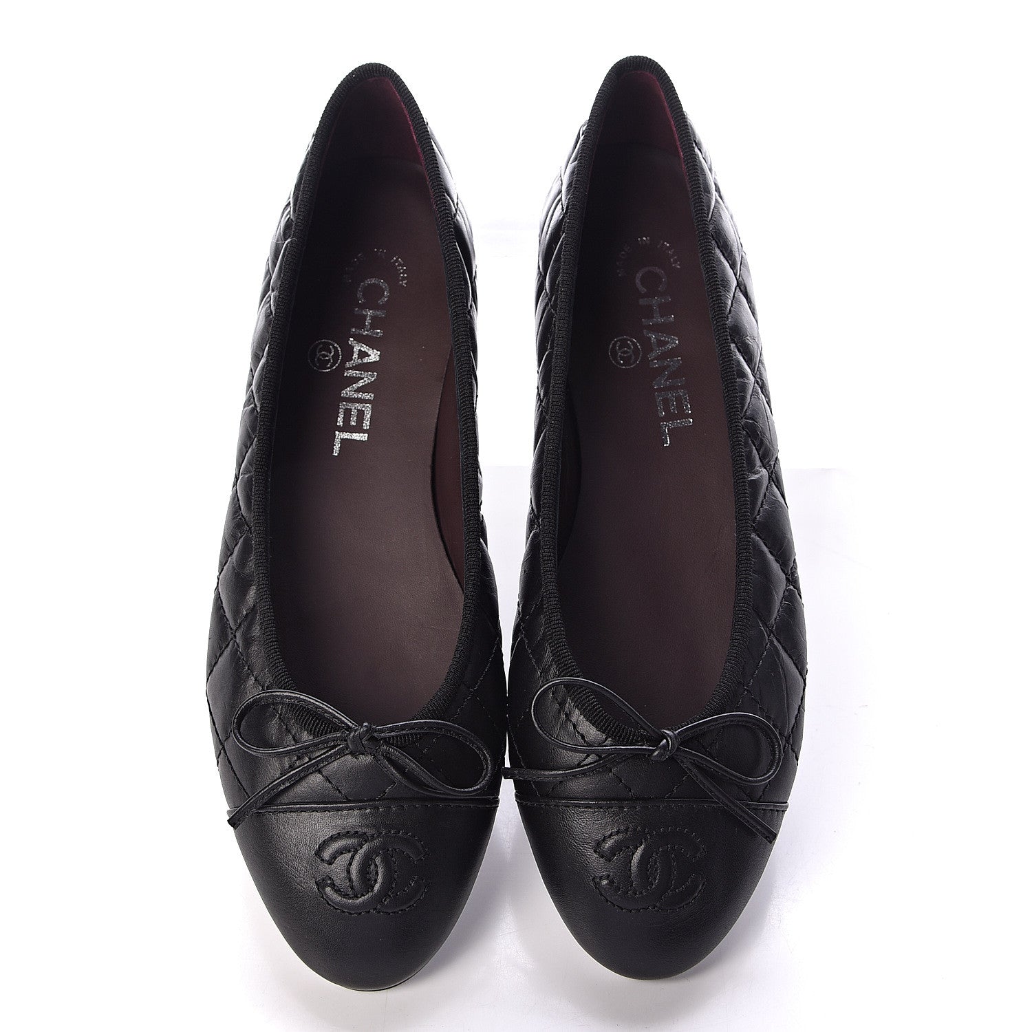 Chanel Aged Calfskin Quilted Cap Toe Ballerina Flats 35.5 Black 8 of 9