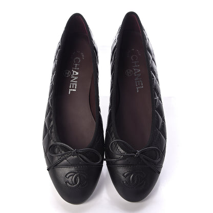 Chanel Aged Calfskin Quilted Cap Toe Ballerina Flats 35.5 Black 8 of 9