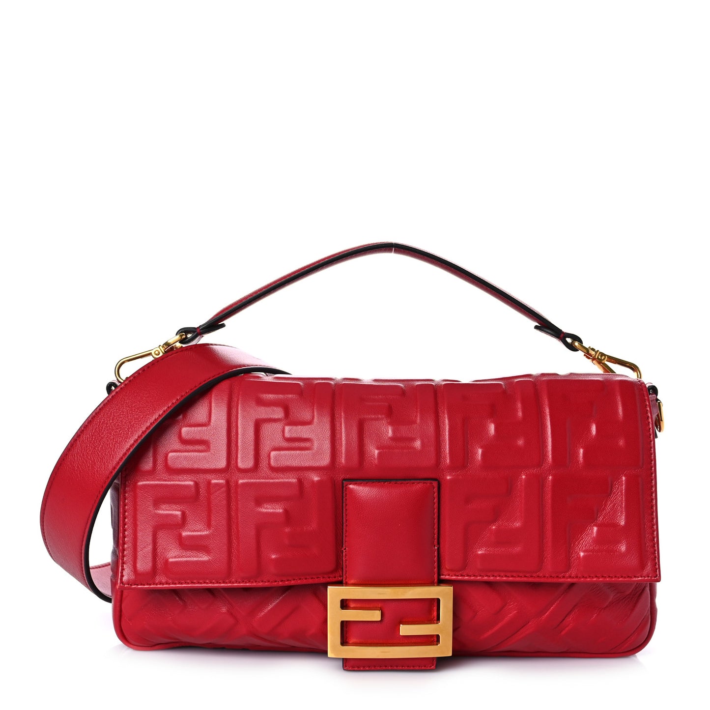 Nappa FF 1974 Embossed Large Baguette Fragola