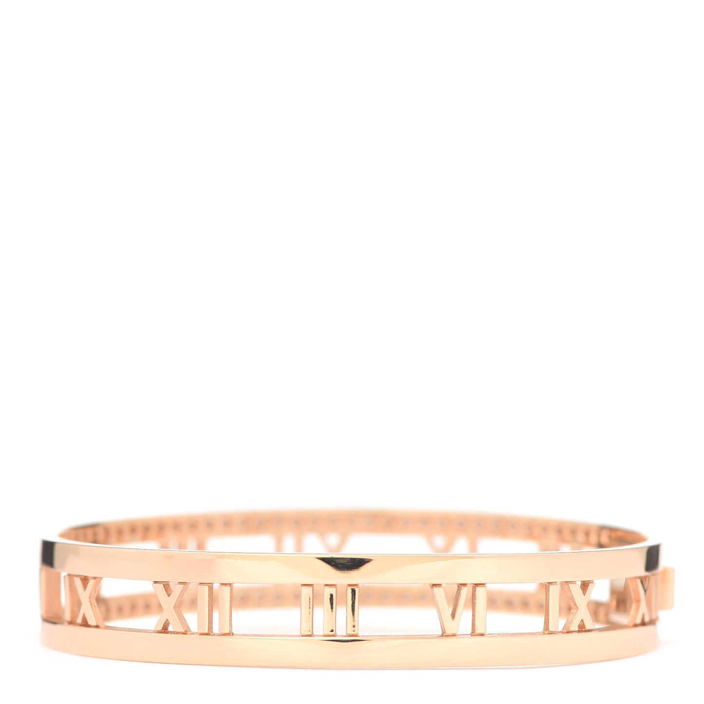 18K Rose Gold Diamond Atlas Open Hinged Bangle Bracelet