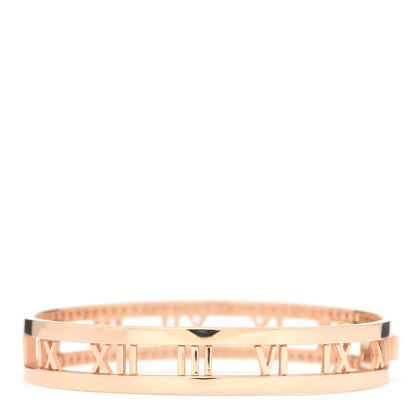 Tiffany 18K Rose Gold Diamond Atlas Open Hinged Bangle Bracelet 3 of 6