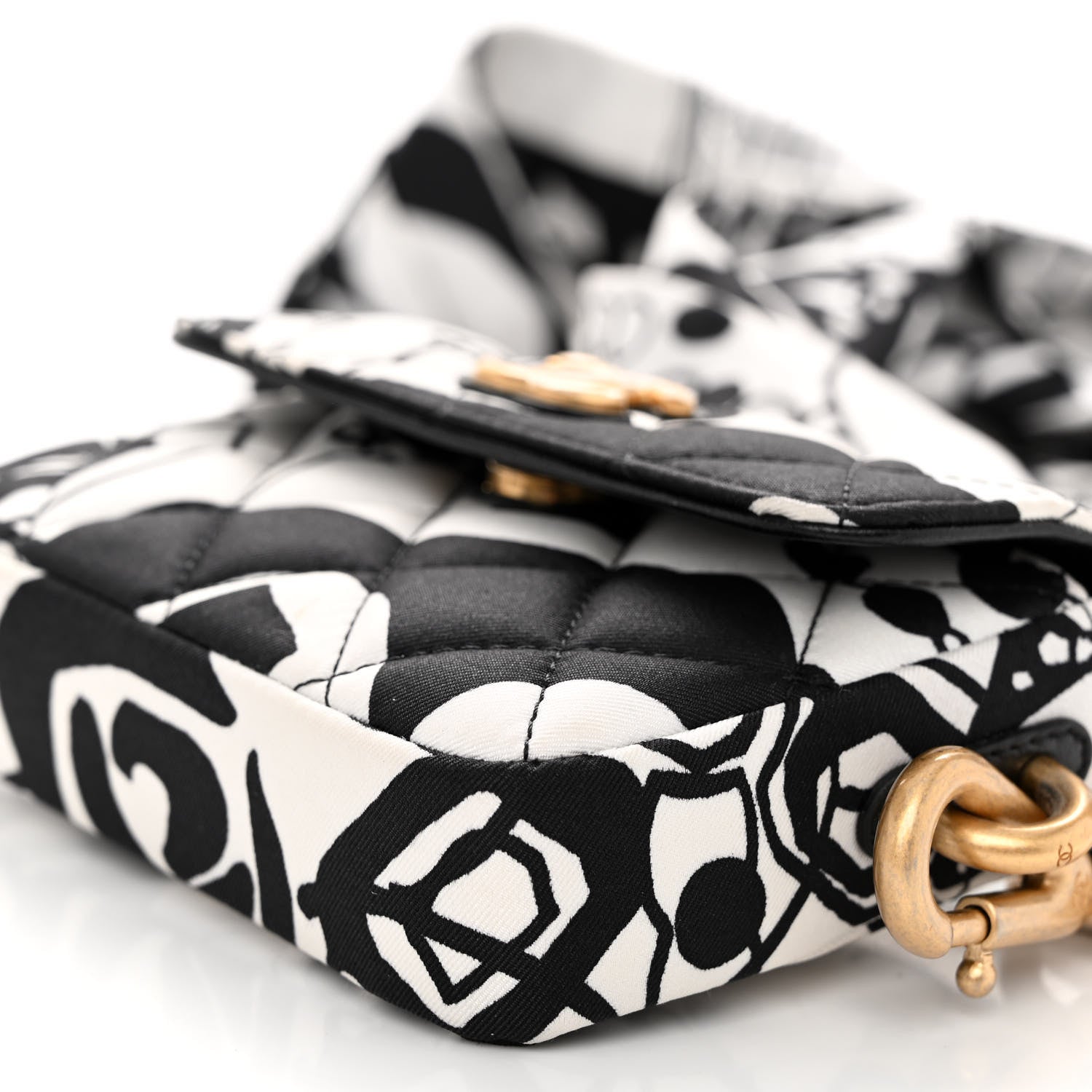 Chanel Canvas Printed Deer Coco Mini Crossbody Flap Gray Black 10 of 10