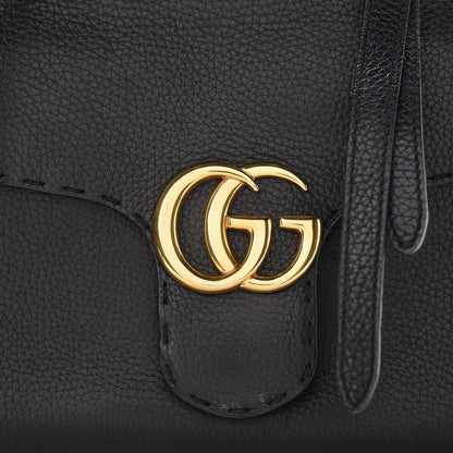 Gucci Calfskin Mini GG Marmont Top Handle Bag Black 8 of 12