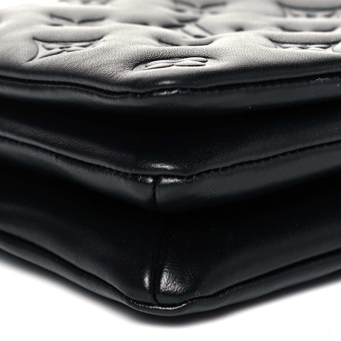 Lambskin Embossed Monogram Pochette Coussin Black
