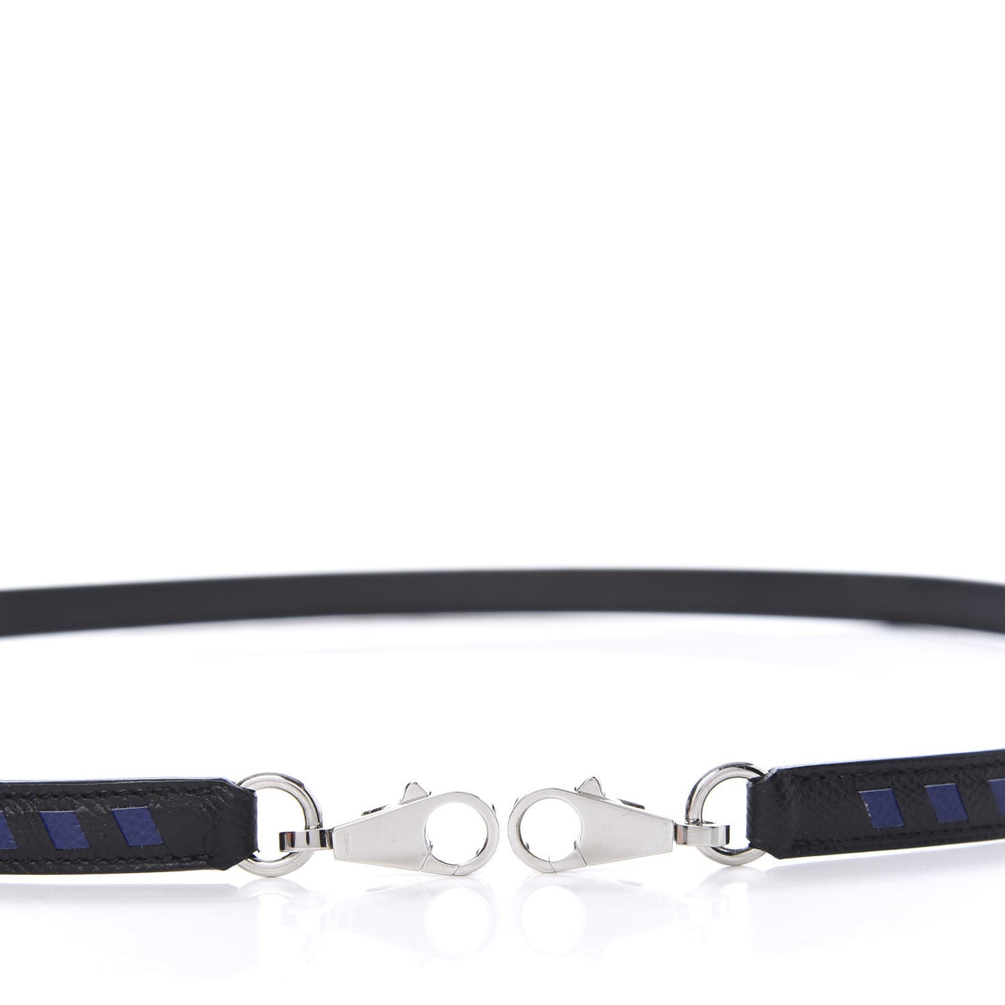 Epsom 16mm Tressage Shoulder Strap Black Bleu Indigo