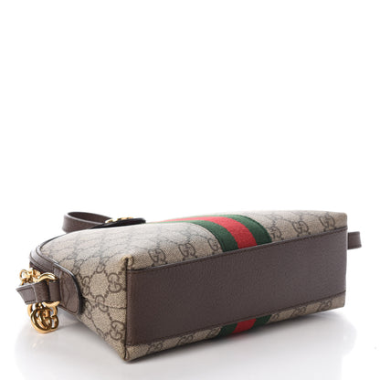 Gucci GG Supreme Monogram Textured Dollar Calfskin Web Small Ophidia Dome Shoulder Bag Beige Ebony New Acero 4 of 9