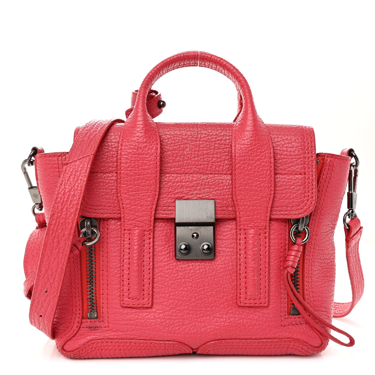 3.1 Phillip Lim Textured Calfskin Mini Pashli Satchel Raspberry 1 of 12