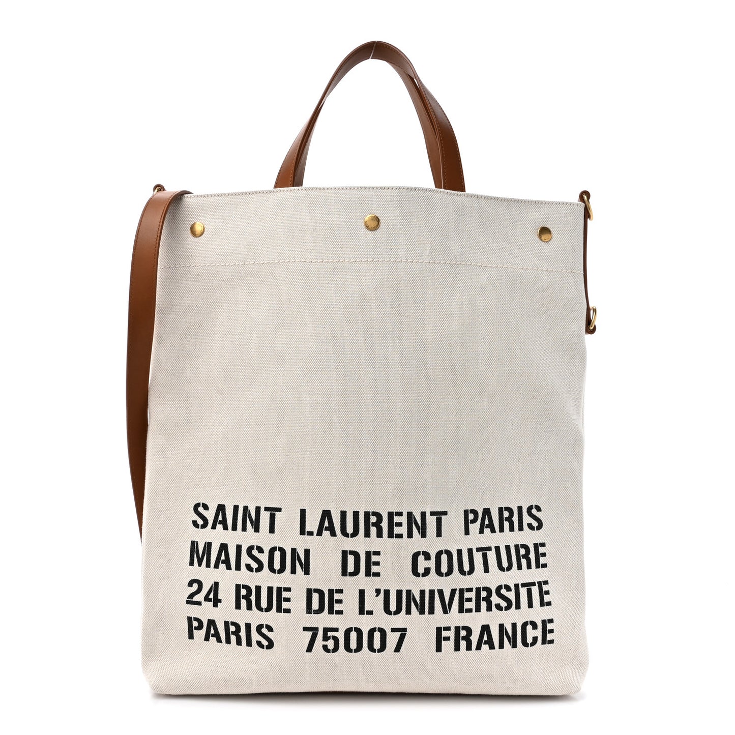 Canvas Smooth Calfskin Universite North South Foldable Tote Naturel Brick Naturel Brick