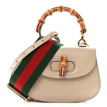 Gucci Boarded Dyana Lux Calfskin Web Small Bamboo 1947 Top Handle Bag Oatmeal 1 of 14