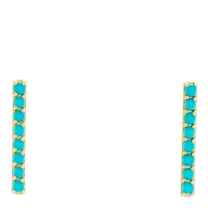 Jennifer Meyer 18K Yellow Gold Turquoise Long Bar Stud Earrings 1 of 4