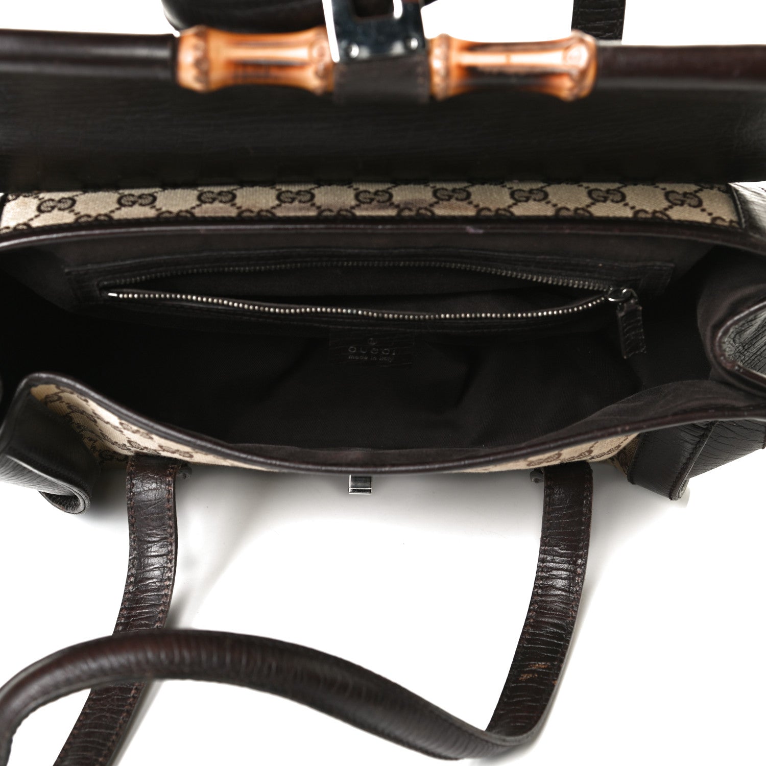 Gucci Monogram Small Bamboo Bullet Bag Dark Brown 9 of 15
