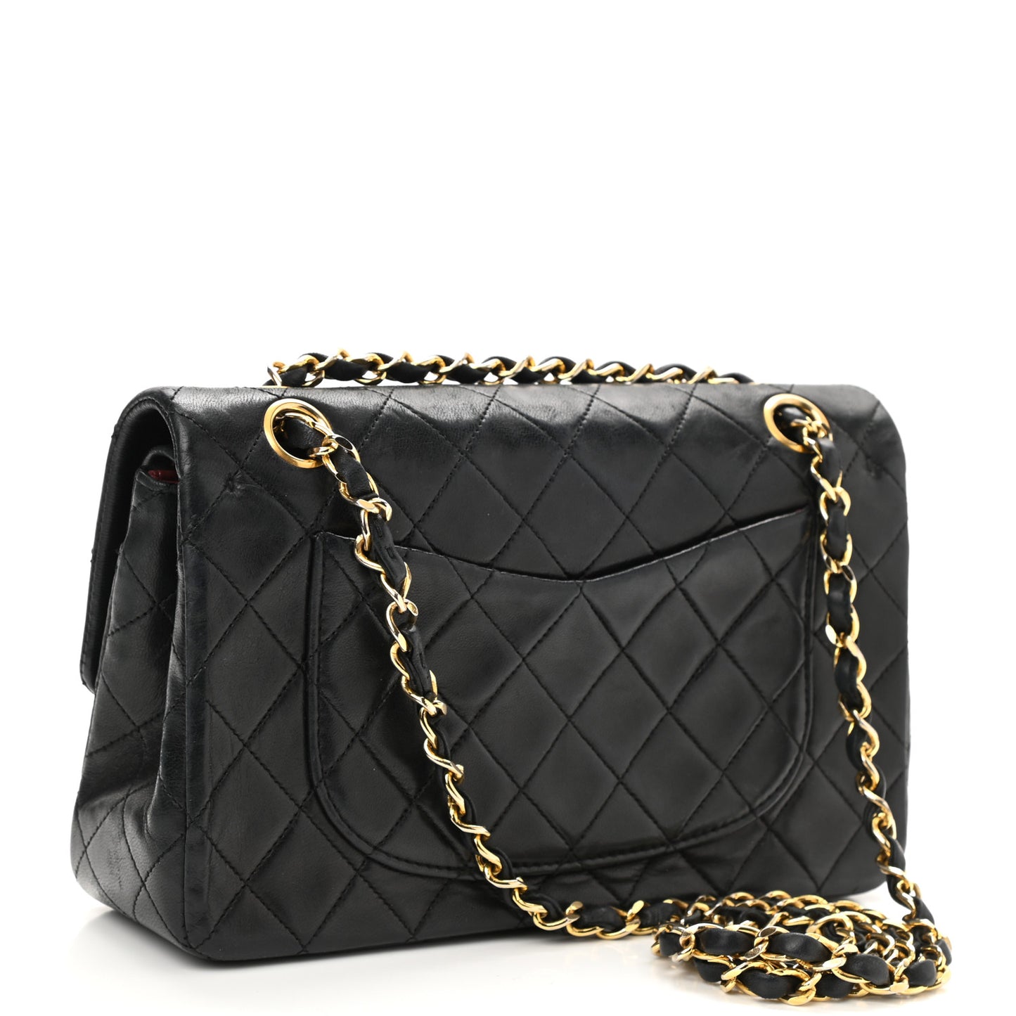 Lambskin Quilted Small Double Flap Black