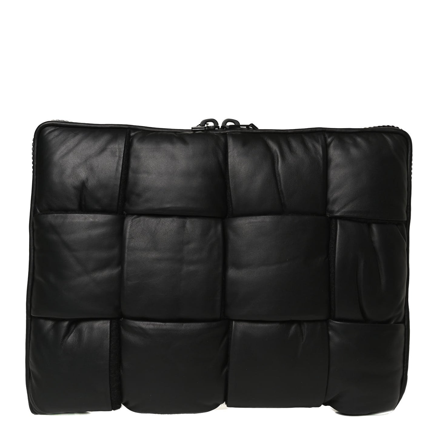 Calfskin Maxi Intrecciato Puffy Laptop Pouch Black