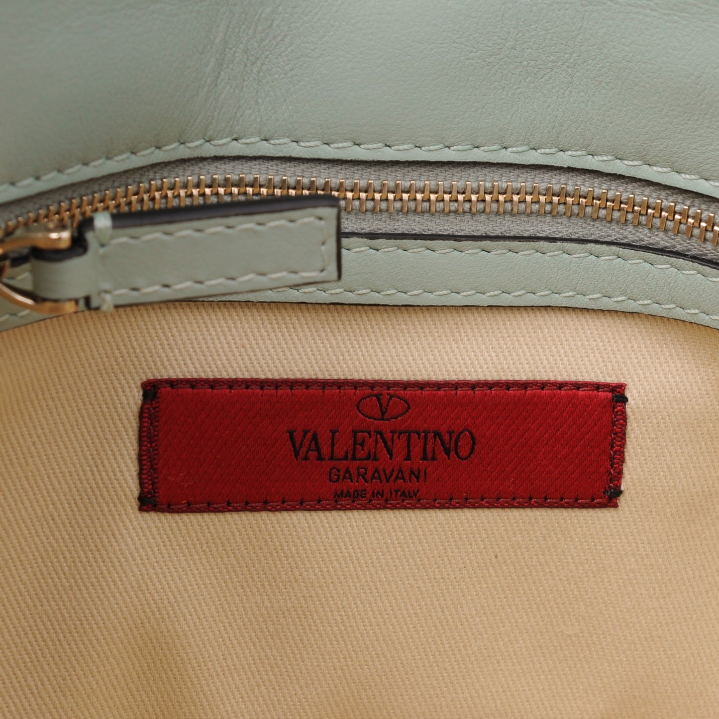 Vitello Small Glam Lock Rockstud Flap Water Green