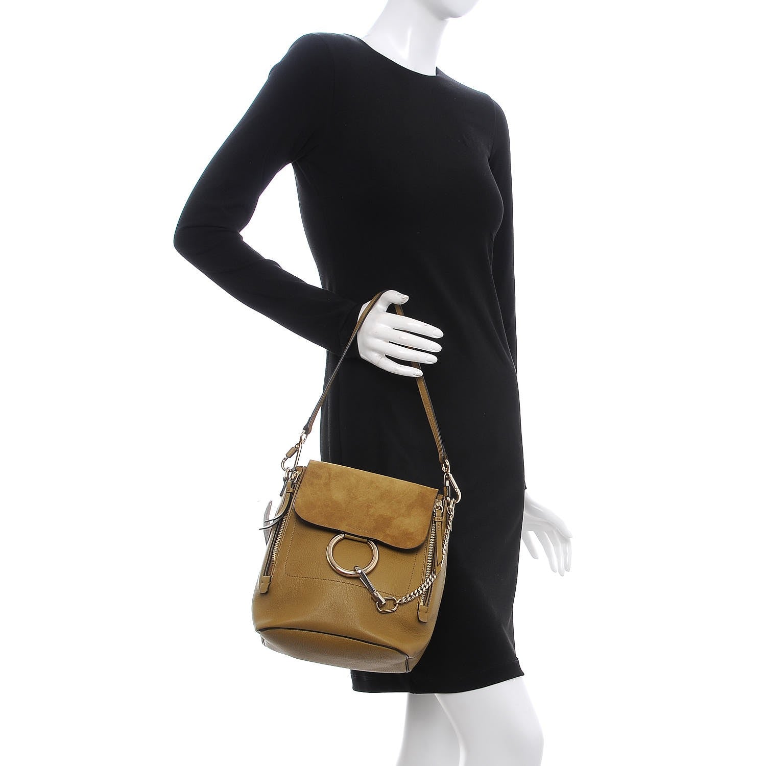 Chloe Suede Calfskin Small Faye Backpack Dark Khaki 2 of 8